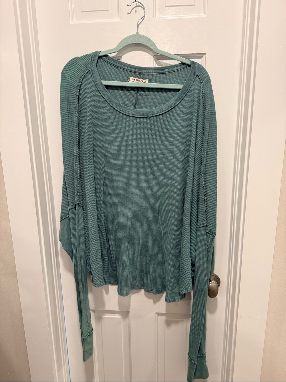 We The Free Sage Green Long-Sleeve Waffle Knit Top